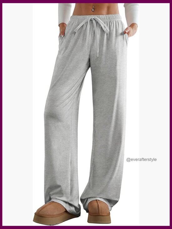Other - Women's Wide Leg Lounge Pants Low Rise Baggy Pajama Bottoms with Pockets Y2K